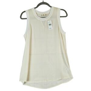 New AG Adriano Goldschmied Cream Silk Top M Scoop Neck NWT Minimal Quiet Luxury